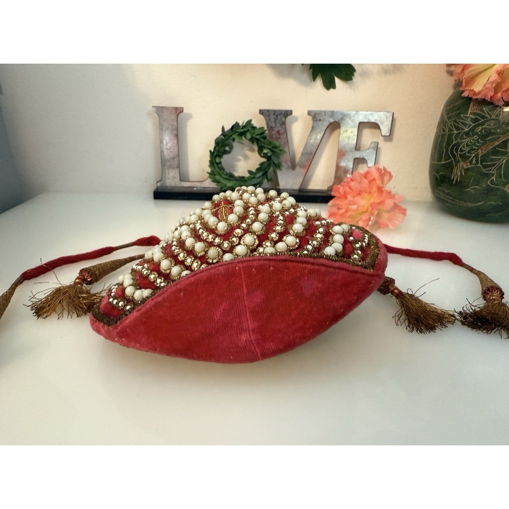 Beaded Vintage Reticule Bag Clutch Pouch Potli Bag Bridal Embroidered Purse 6X5 - Picture 8 of 16